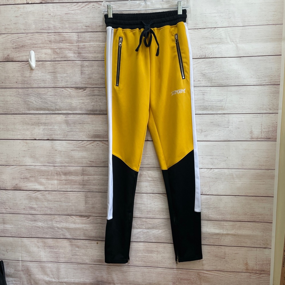 KARTER COLLECTION TRACK PANTS IN YELLOW‎ AND BLACK COLORBLOCK